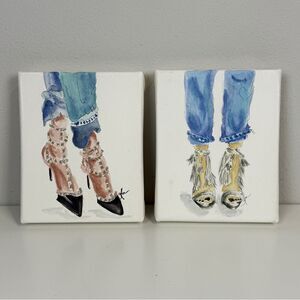 2 8x10 Watercolor Artwork Heel Shoes Gayle Miller